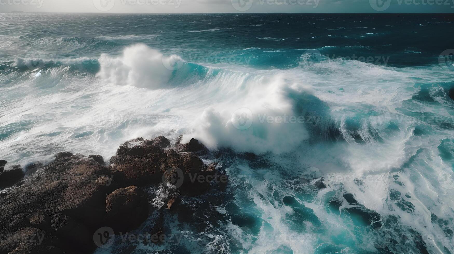 ver olas en el Oceano vía zumbido ,generativo ai foto