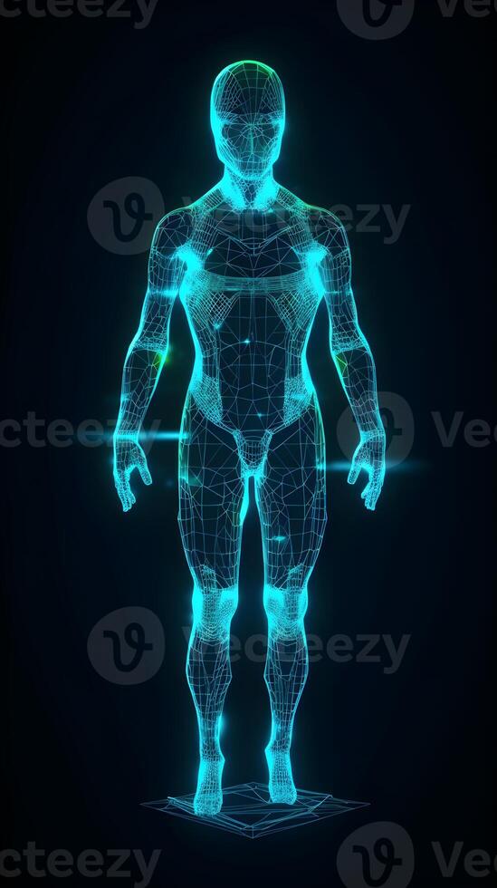 hologram human 3d model illustration , photo