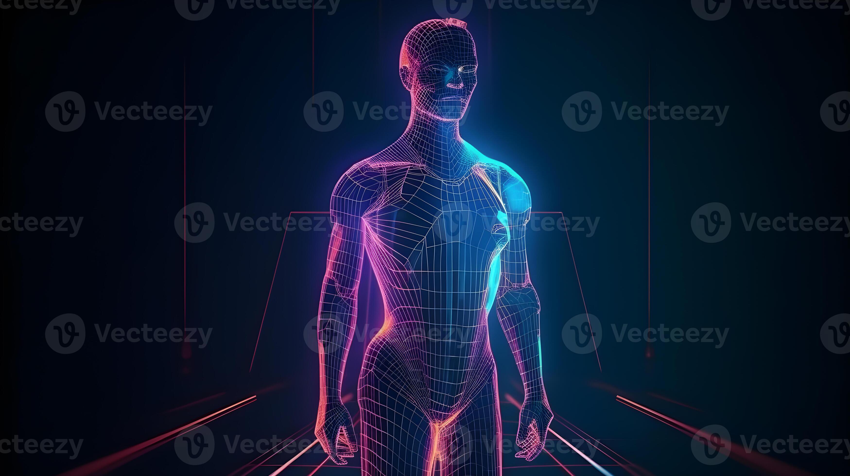 Visión posterior del holograma 3d del: ilustración de stock 2175840325