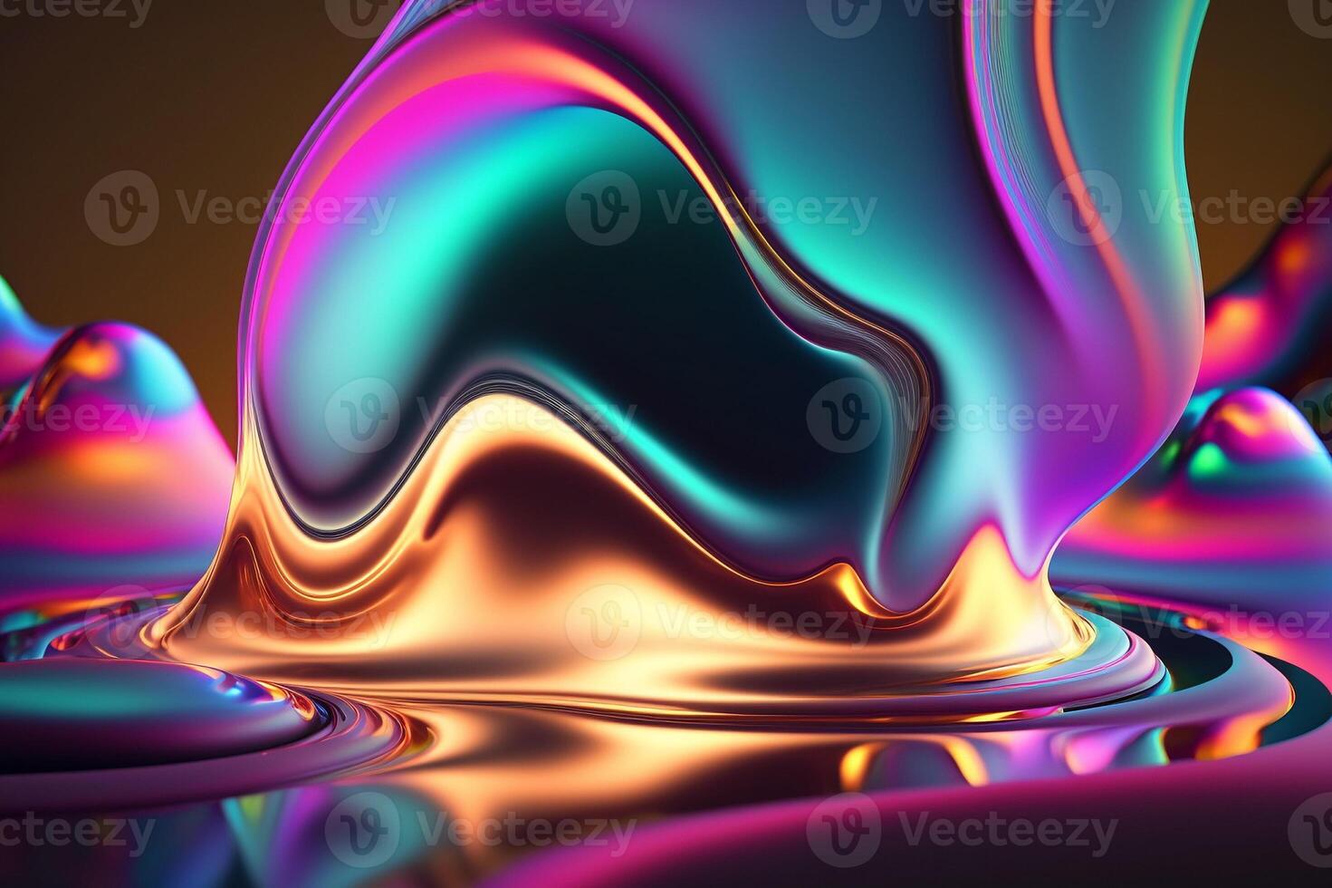 Holographic colorful liquid fluid abstract background. photo