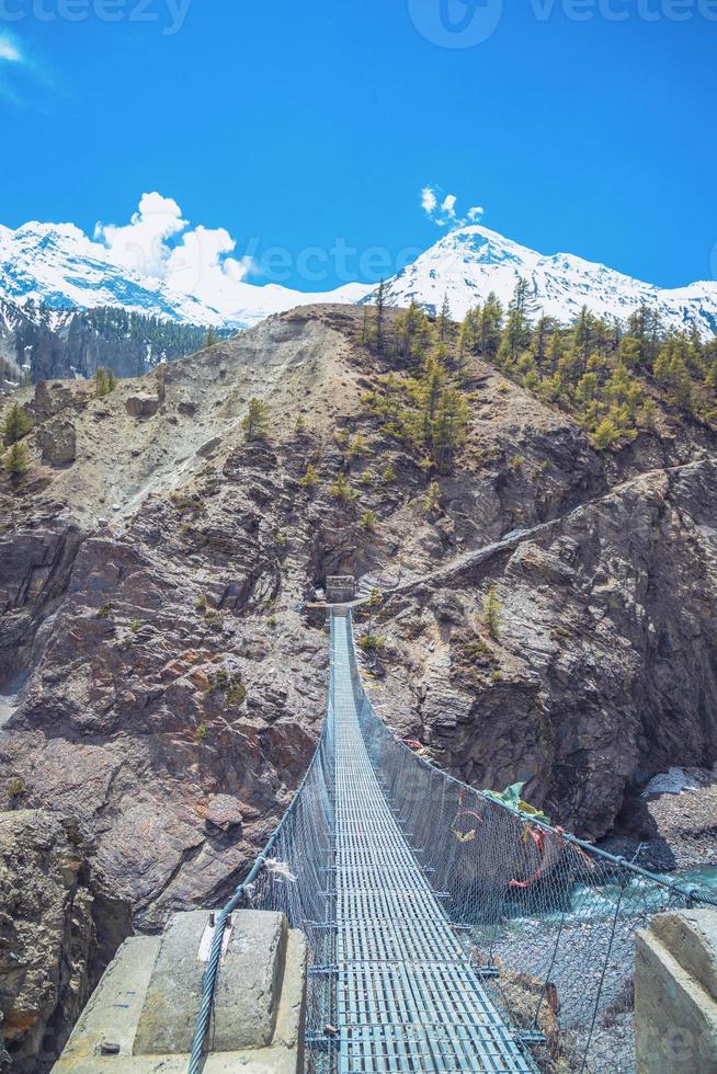 crossing the suspension bridge photo