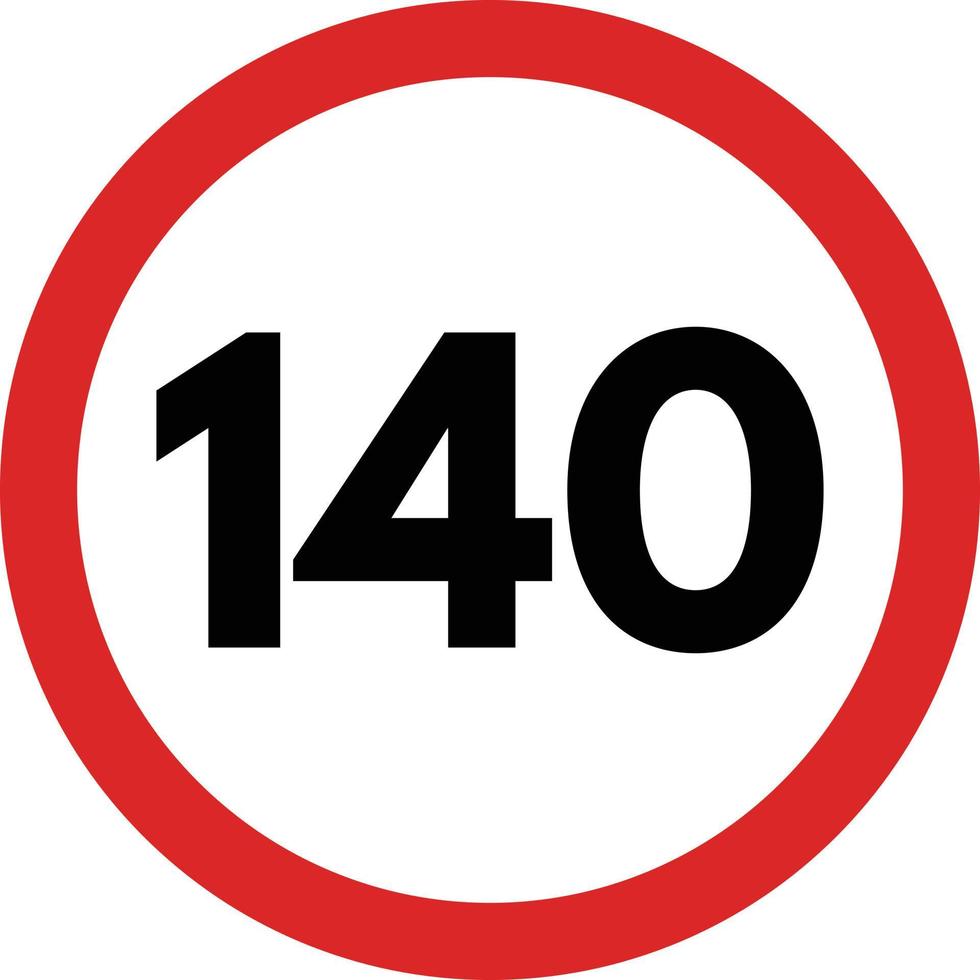 140 speed limitation road sign vector . Traffic sign icon isolated on a white background