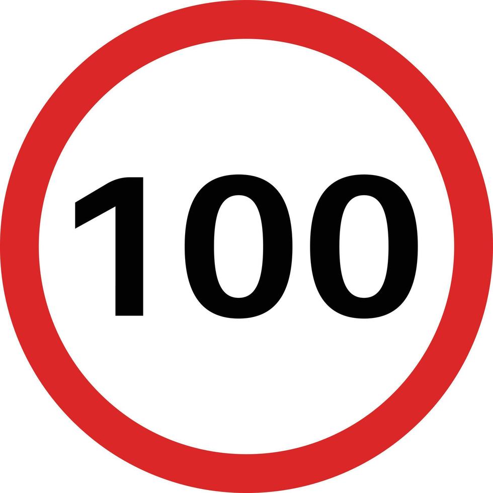 Traffic sign speed limit 100 . 100 speed limitation road sign vector