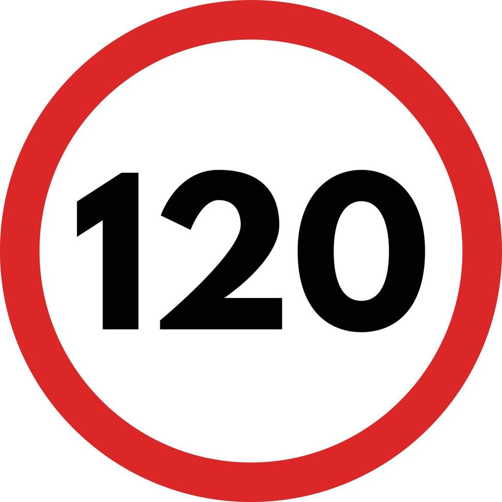 120 speed limit road sign icon. Traffic signs vector .Road sign of 120 speed limit .