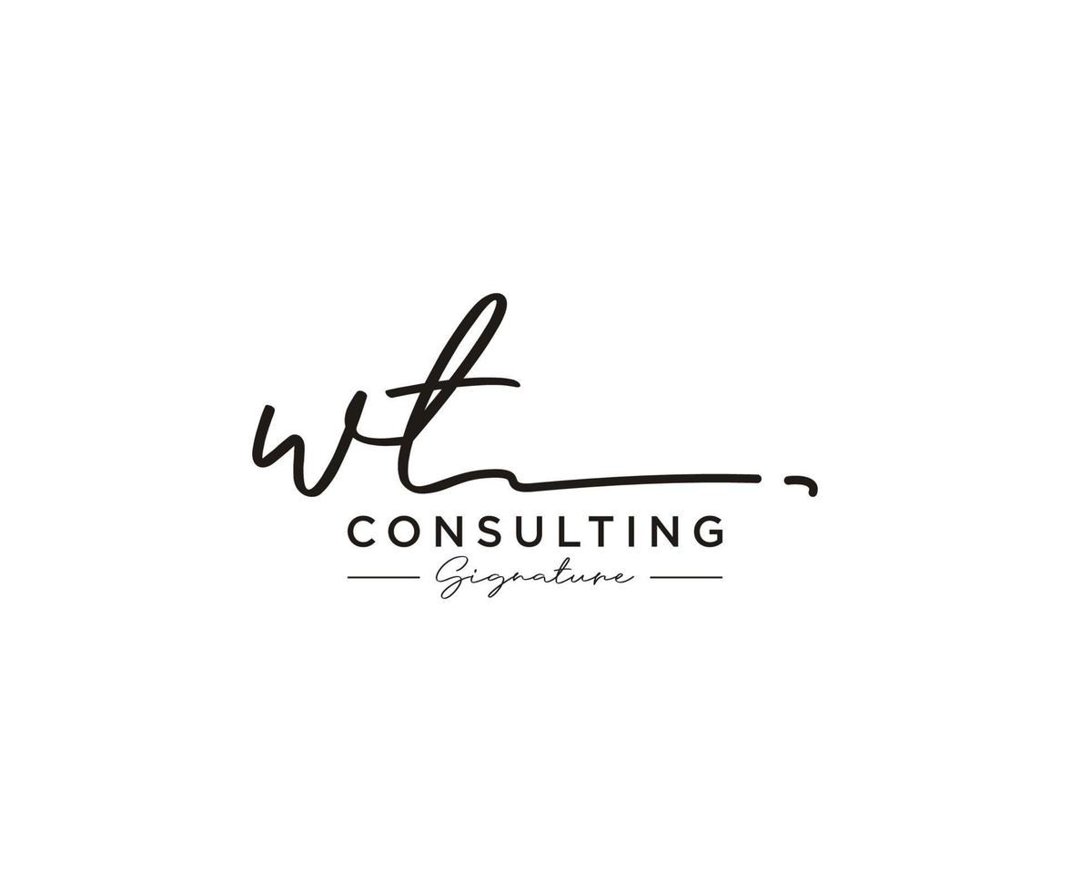 Initial WT signature logo collection template vector. Hand drawn Calligraphy lettering Vector illustration.