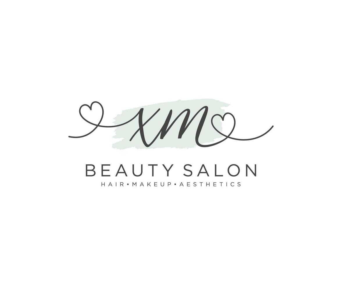 Initial XM feminine logo collections template. handwriting logo of initial signature, wedding, fashion, jewerly, boutique, floral and botanical with creative template for any company or business. vector