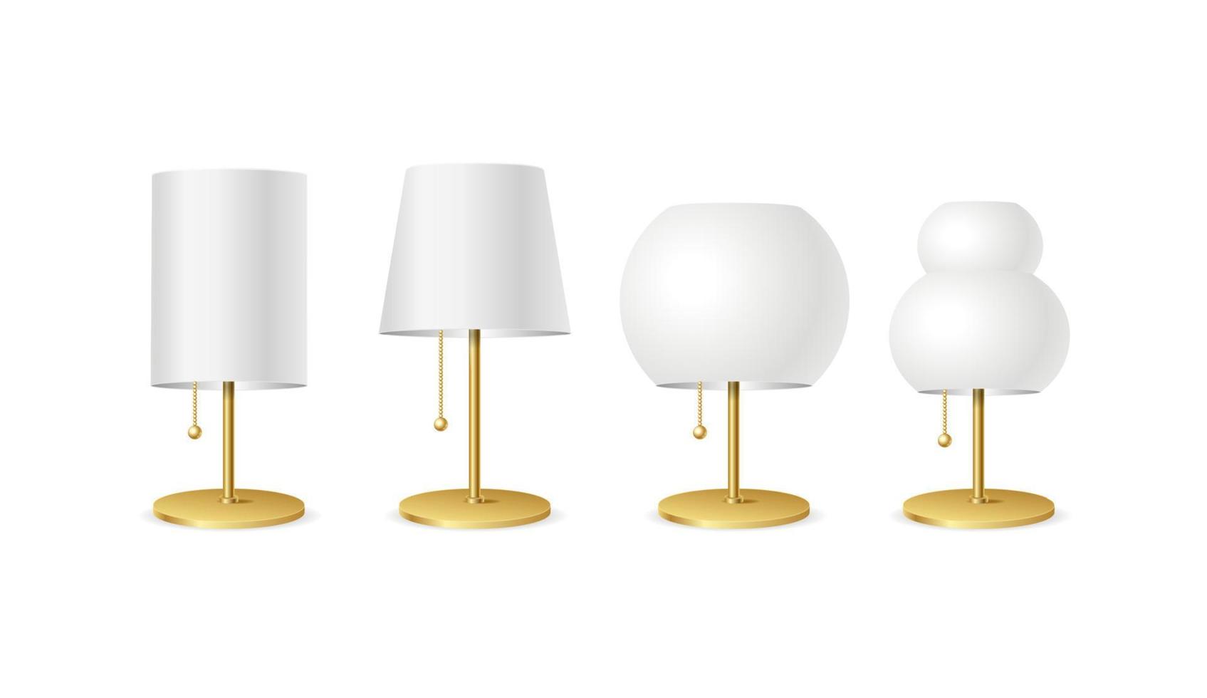 Realistic Detailed 3d Different Table Lamp Set. Vector