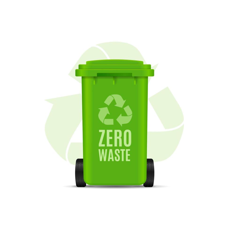 Realistic Detailed 3d Zero Waste Trash Bin Recycling Concept. Vector