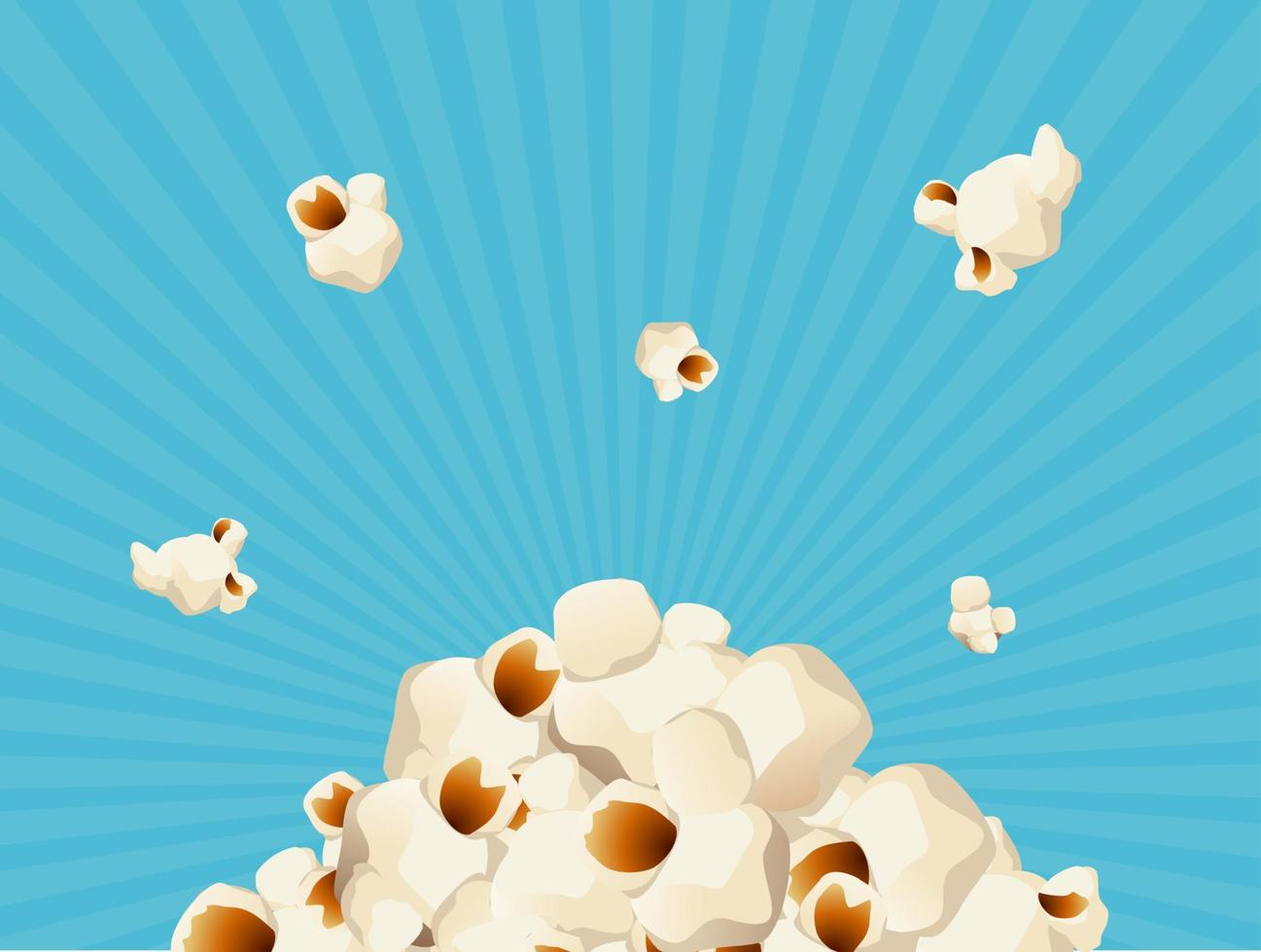 Realistic Detailed 3d Salted Popcorn Background. Vector