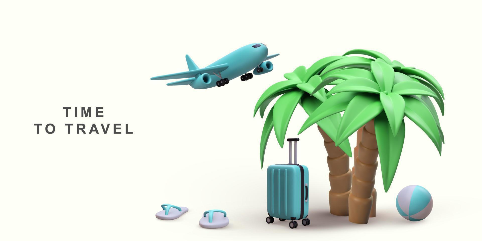3d concept - time to travel. Vector illustration.
