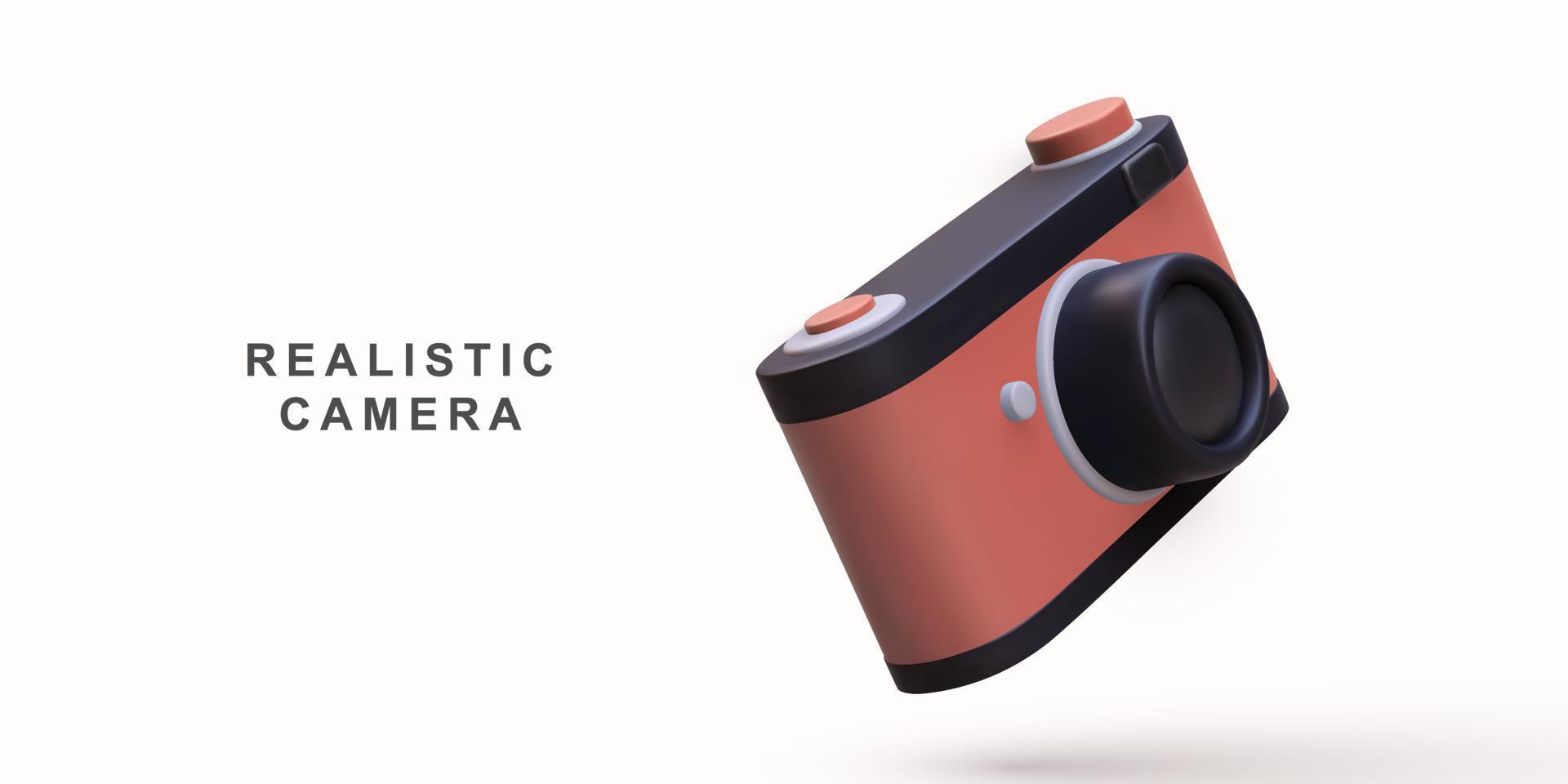 3D realistic retro camera. Vector illustration.