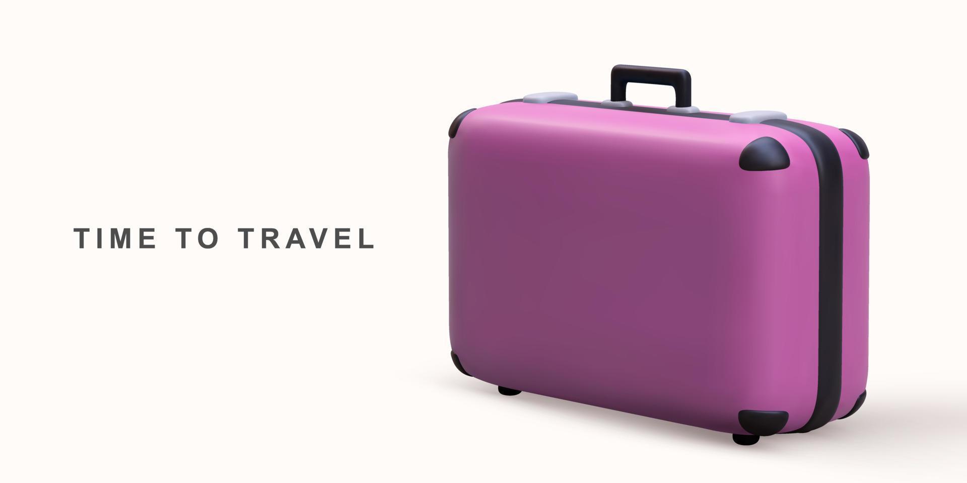 3D realistic lilac travel bag. Vector illustration.