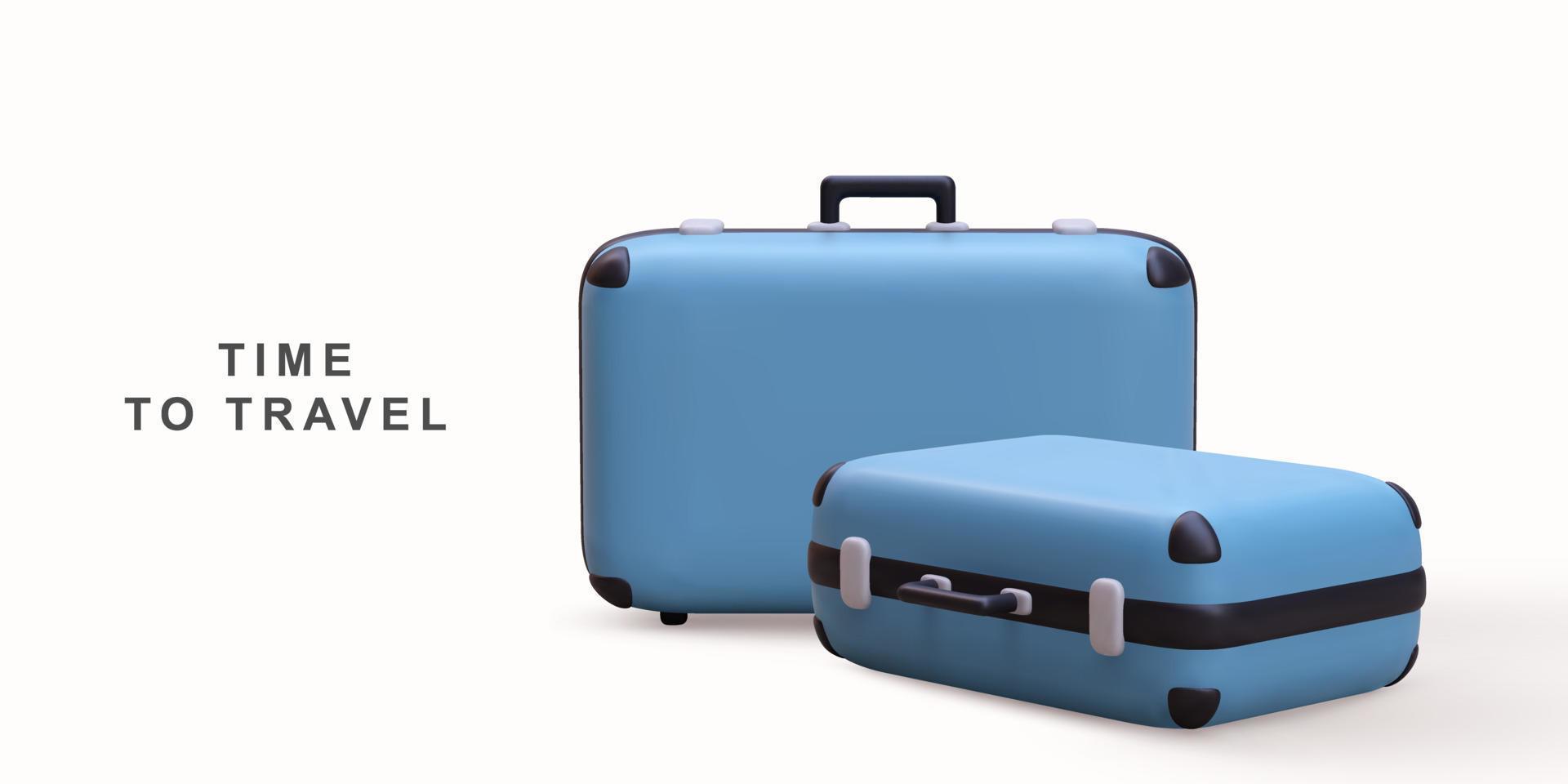 3D realistic blue travel  bags on white background. Vector illustration.