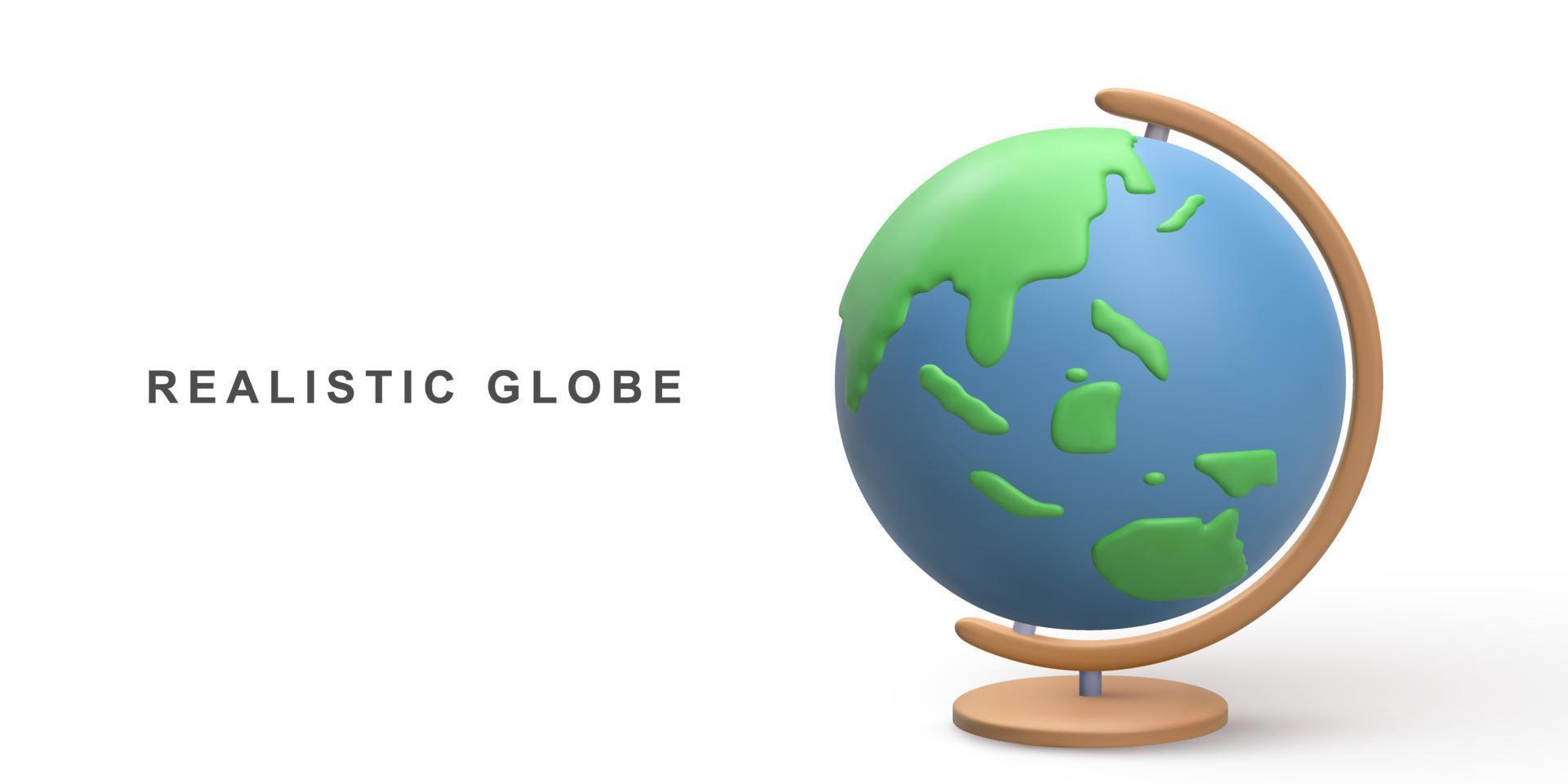 3D realistic globe on white background. Vector illustration.