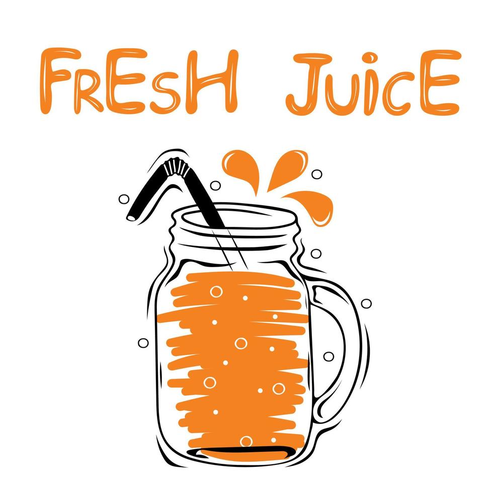 Glass jar with fresh juice. Summer drink. Healthy food poster vector