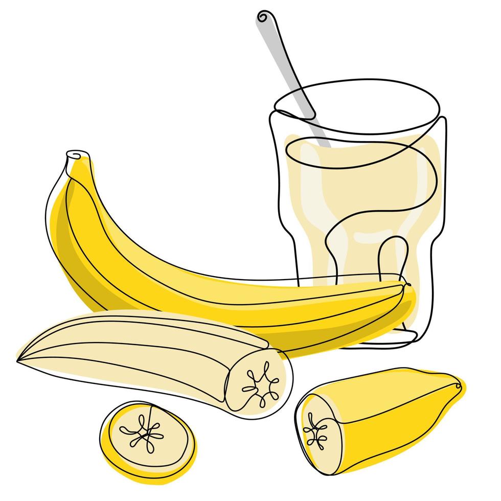 Continuous one line drawing of Banana juice vector