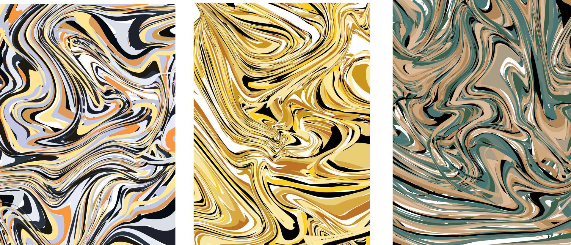A set of abstract backgrounds. A mixture of acrylic paints. vector