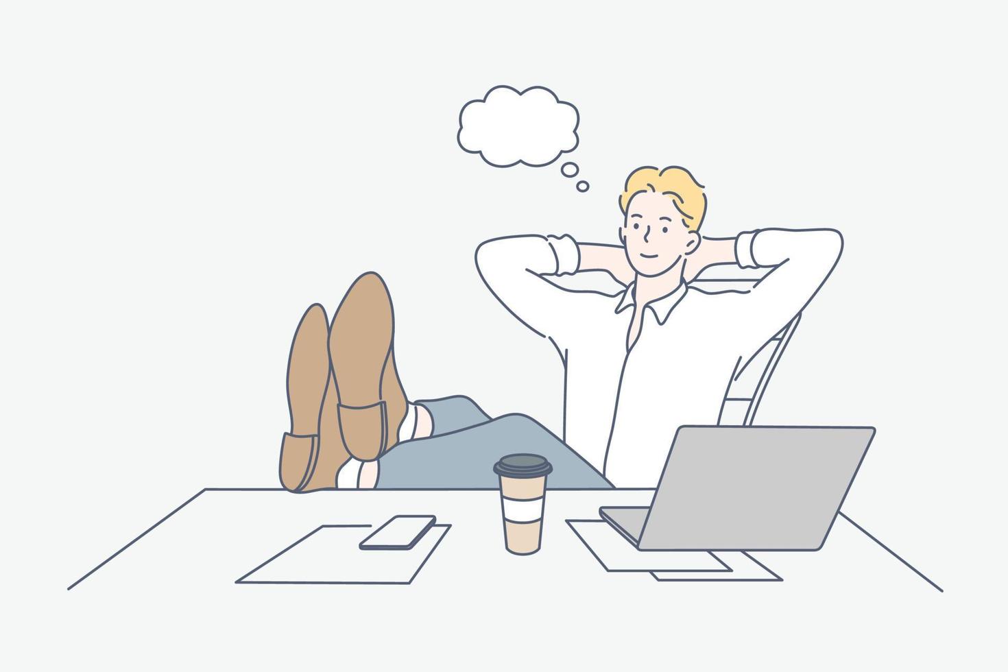 Break, rest, dream, business concept vector