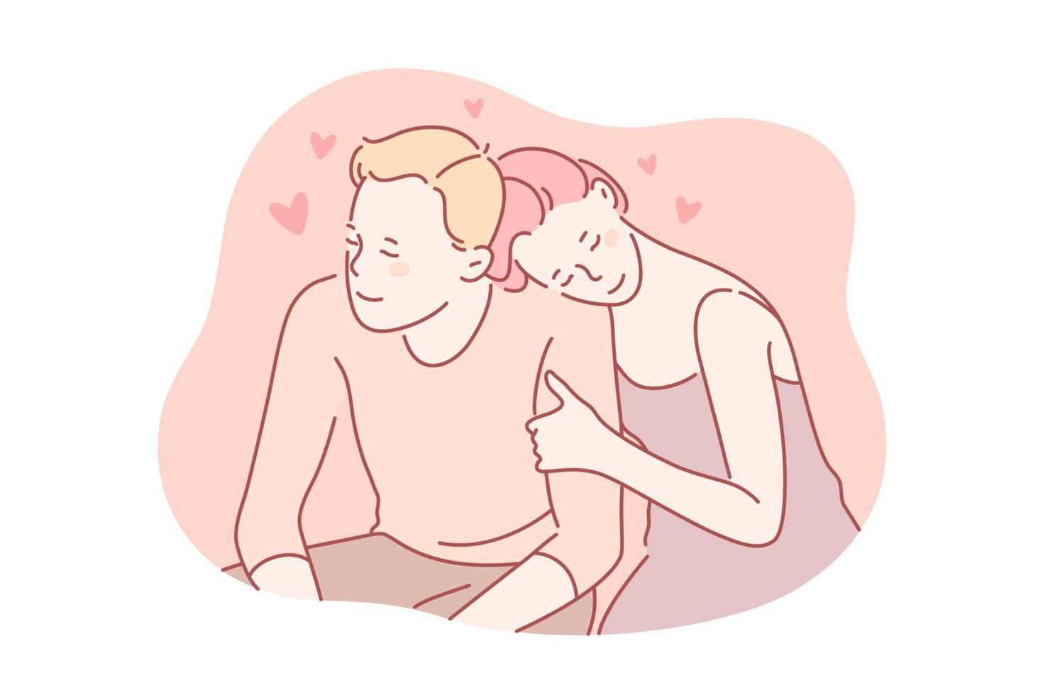 Couple in love hugging or embracing together concept vector