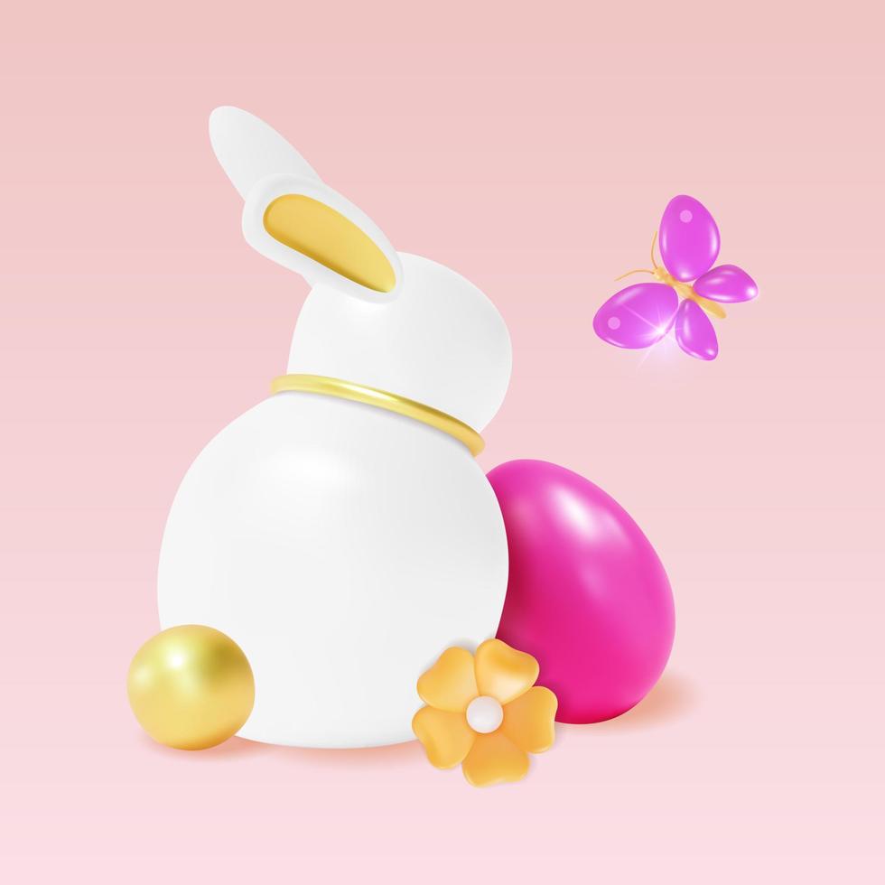 3d Happy Easter Concept Plasticine Cartoon Style. Vector