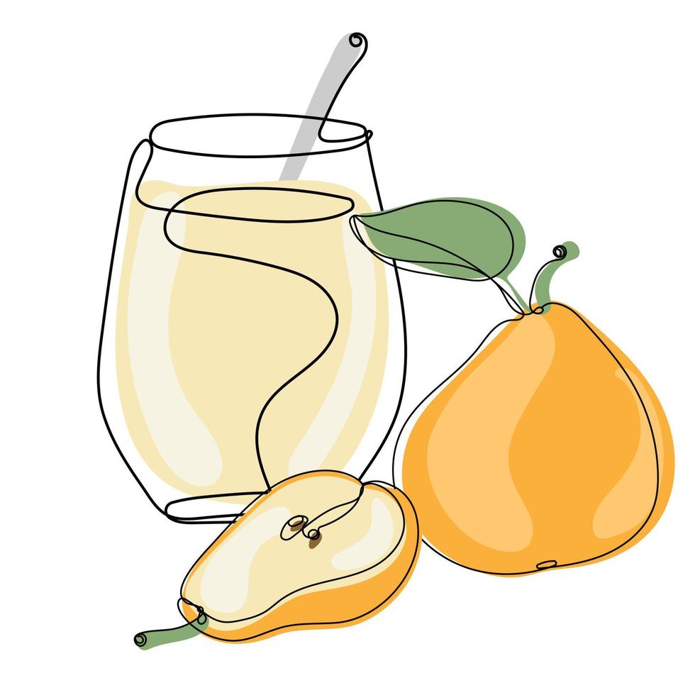 Continuous one line drawing of Pear juice vector