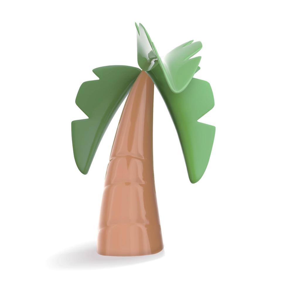 tropical palma árbol aislado en blanco fondo, en dibujos animados diseño, 3d ilustración vector