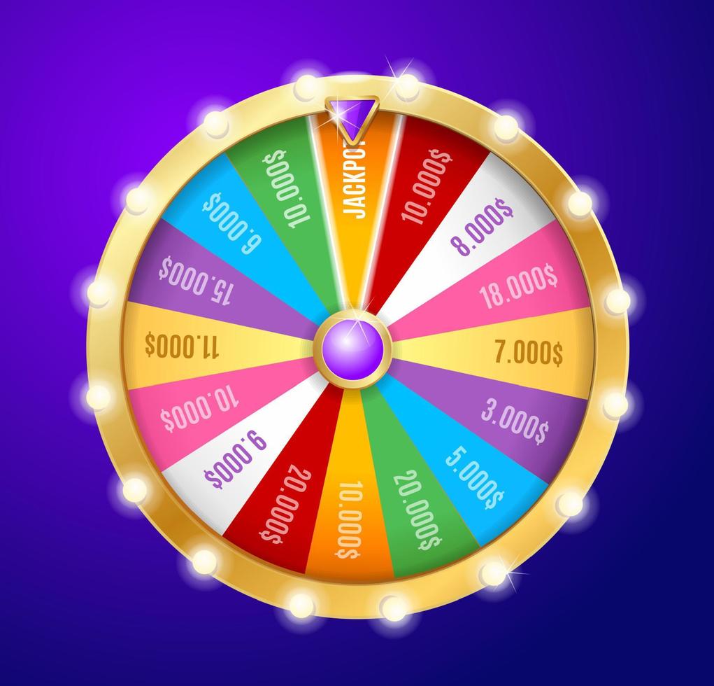Realistic Detailed 3d Casino Fortune Wheel Jackpot Concept. Vector