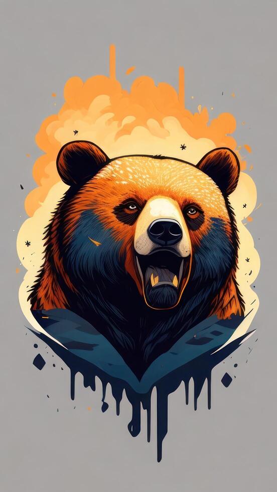 Vector illustration of a red panda bear in a grunge style. photo