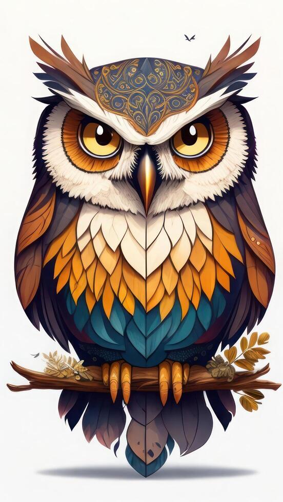 Owl. Hand drawn vector illustration. Isolated on white background. photo