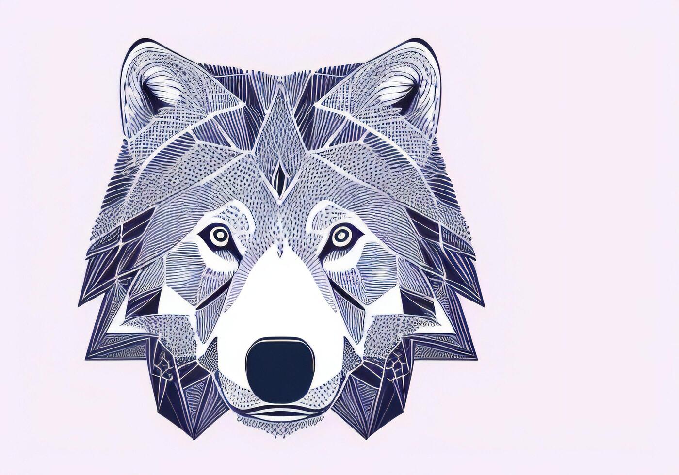 Wolf head with polygonal pattern on white background. photo