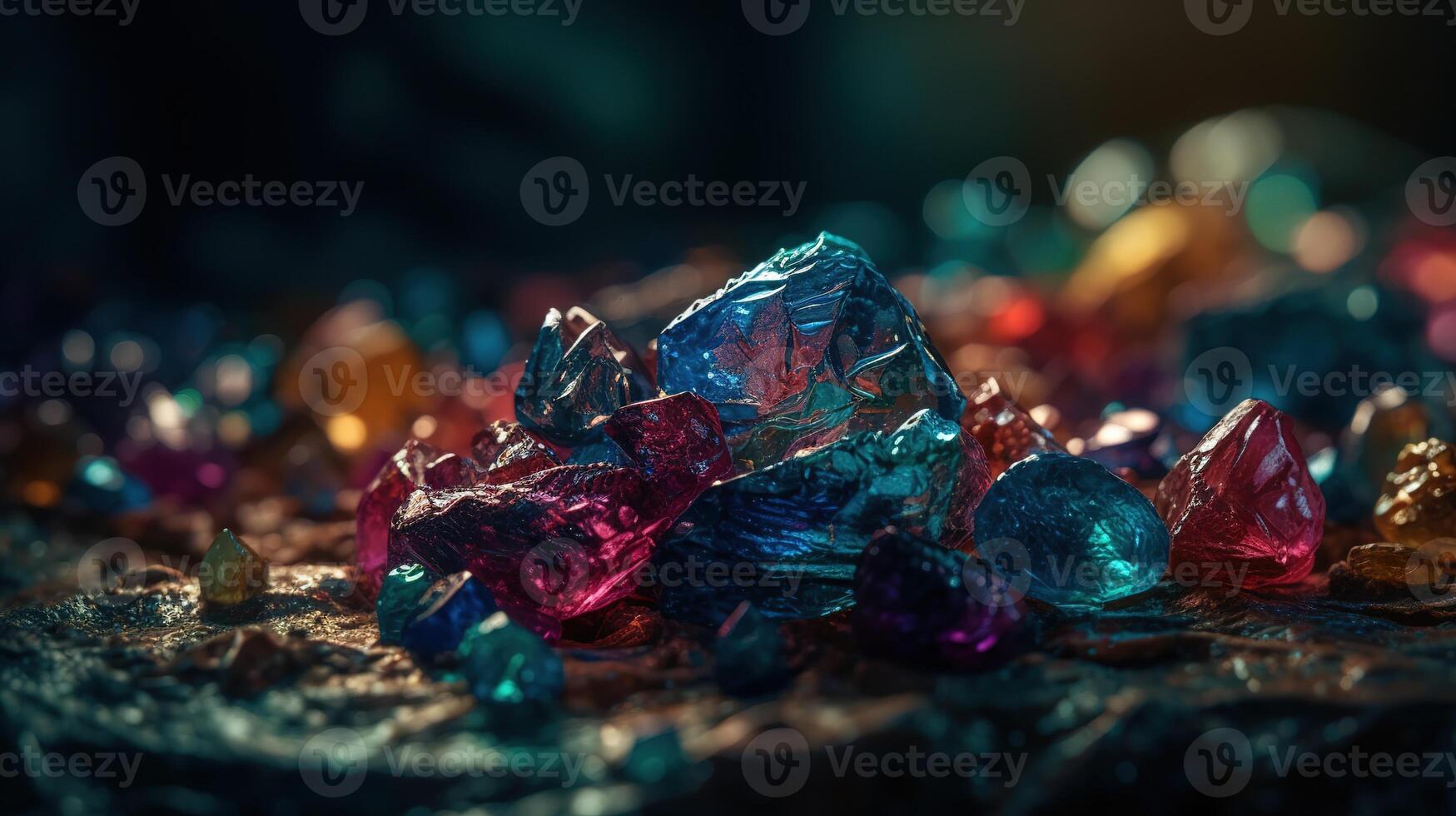 Close-up of Beautiful Crystals with Radiant Shine and Unique Formation. photo