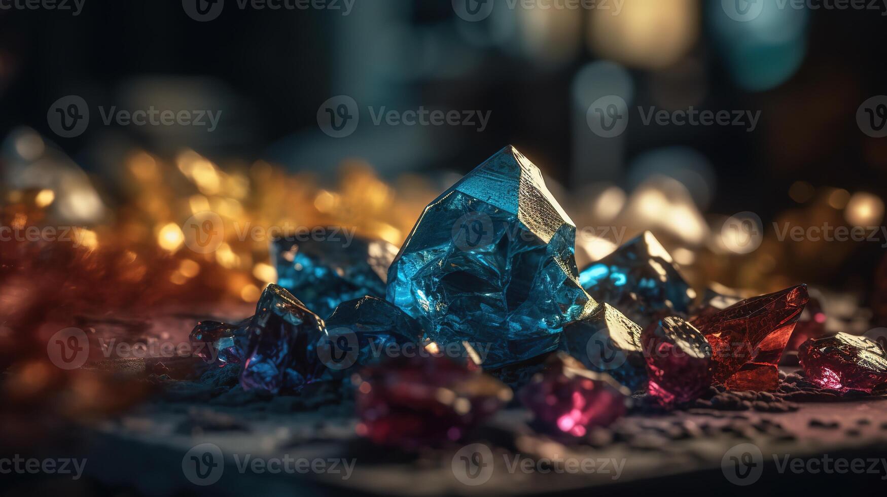 Close-up of Beautiful Crystals with Radiant Shine and Unique Formation. photo