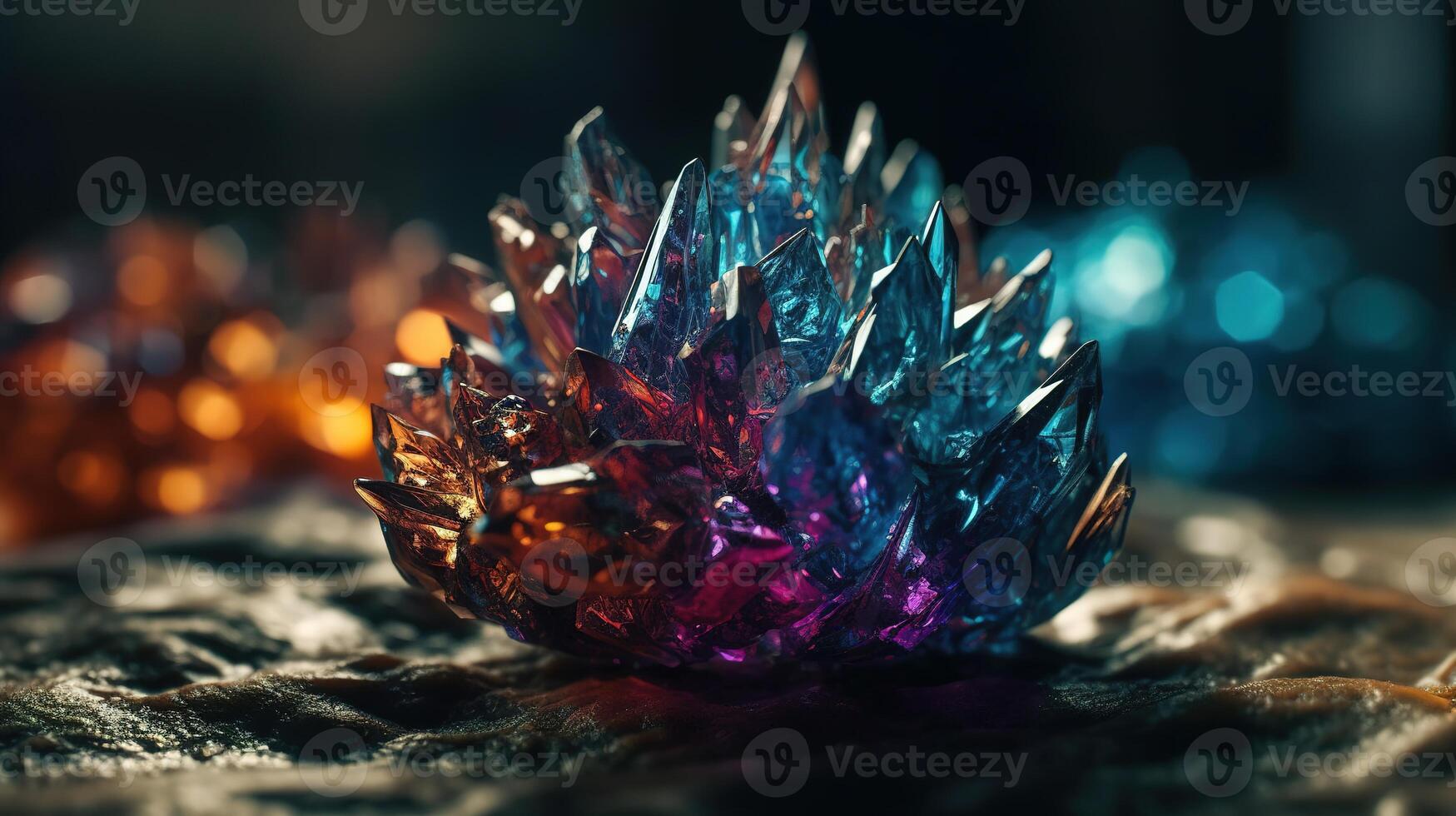 Close-up of Beautiful Crystals with Radiant Shine and Unique Formation. photo