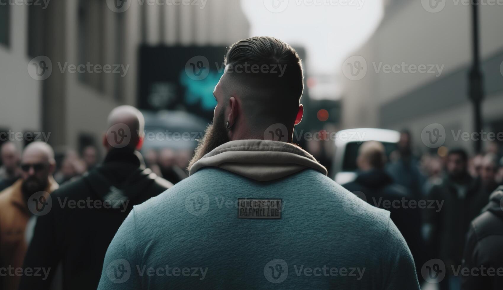 espalda ver de un hombre. el multitud reunido a protesta. generativo ai foto