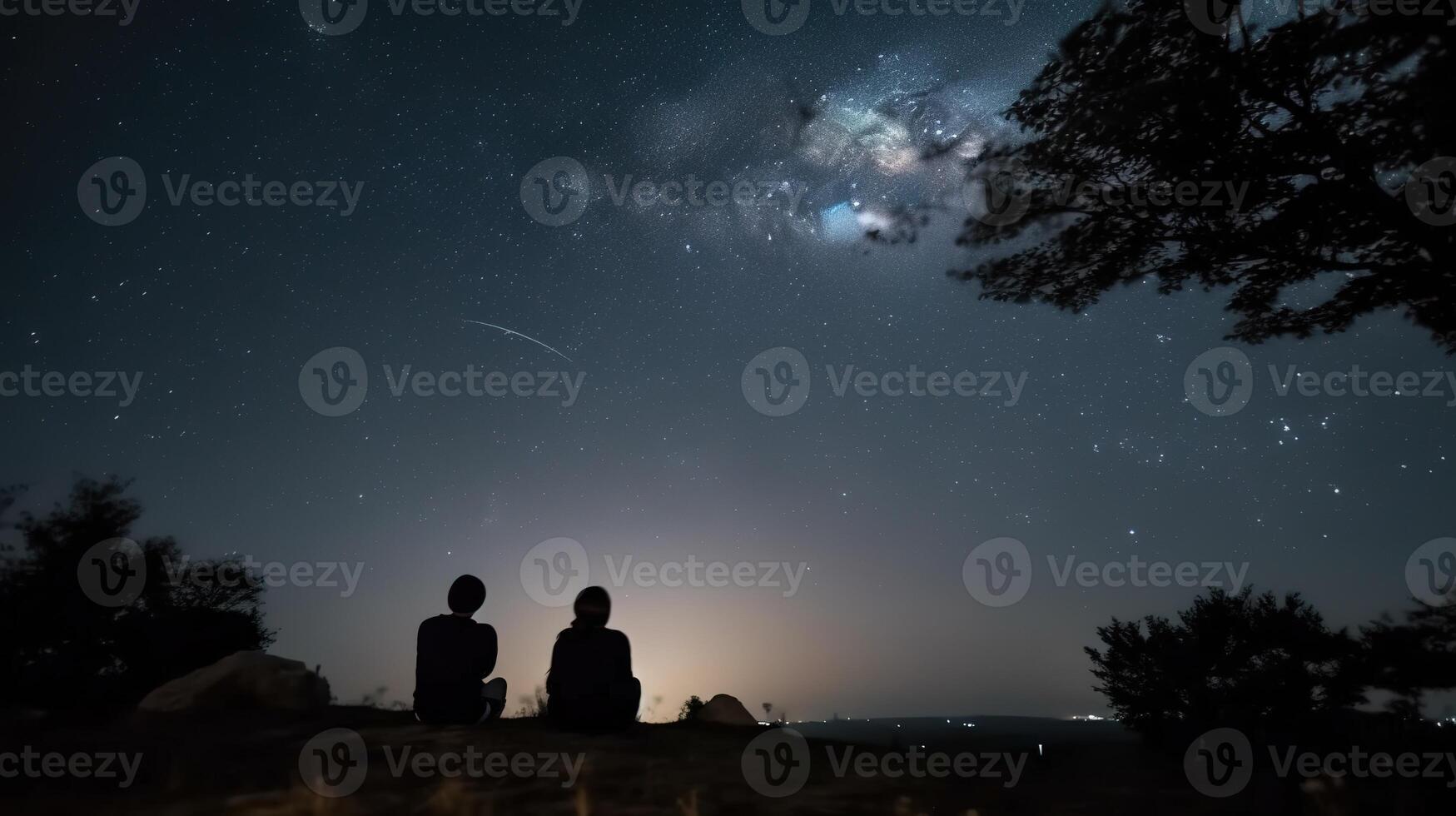 Romance Under the Starry Night Sky. photo