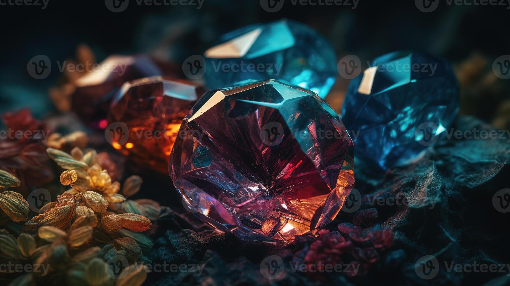 Close-up of Beautiful Crystals with Radiant Shine and Unique Formation. photo