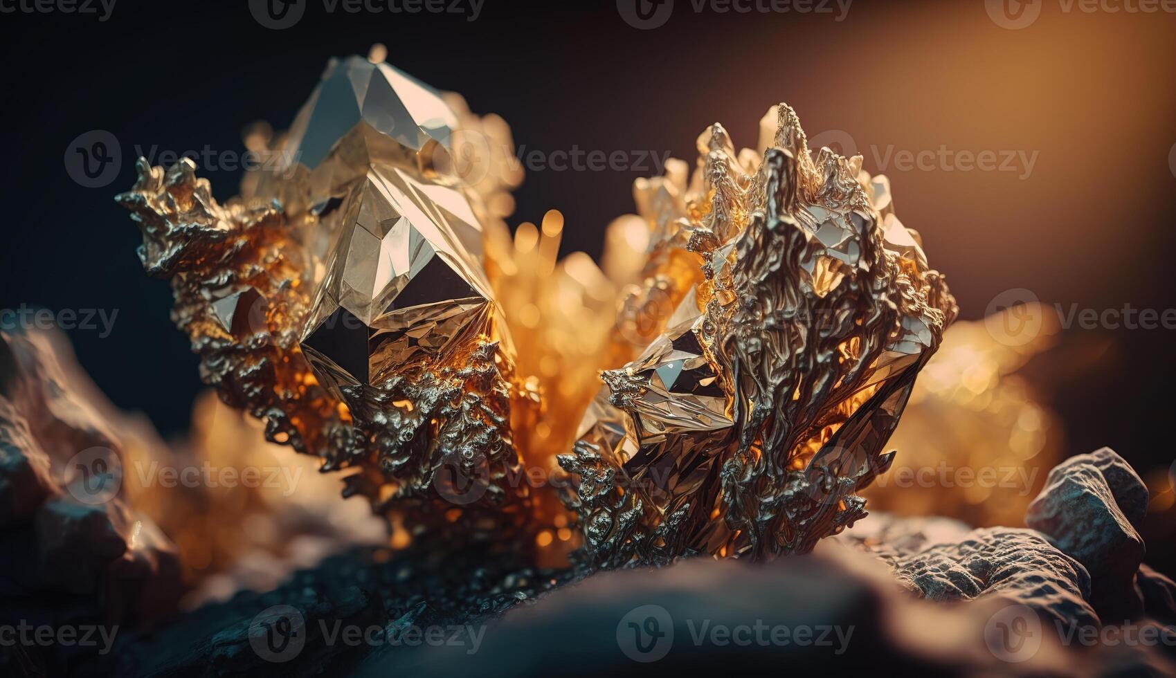 Close-up of Beautiful Crystals with Radiant Shine and Unique Formation. photo