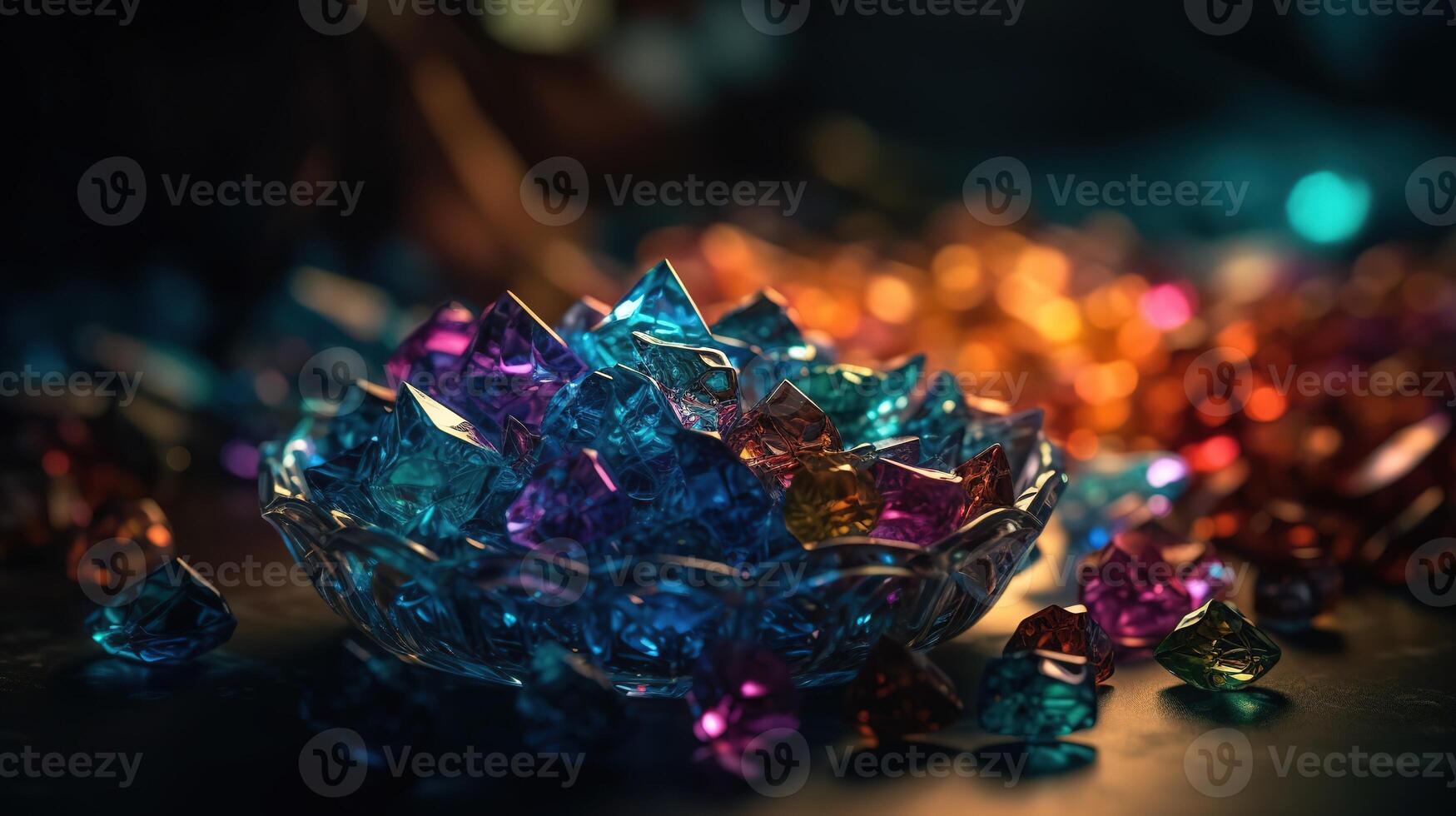 Close-up of Beautiful Crystals with Radiant Shine and Unique Formation. photo