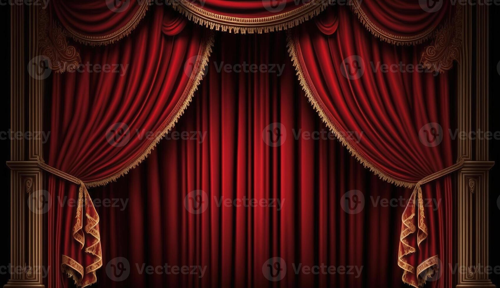 Bold and Dramatic Red Theatre Curtains. photo