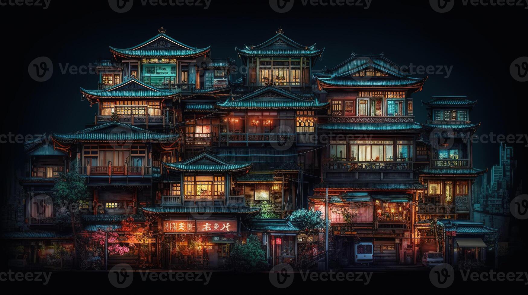 Chinese Traditional Houses with Classic Architecture. photo