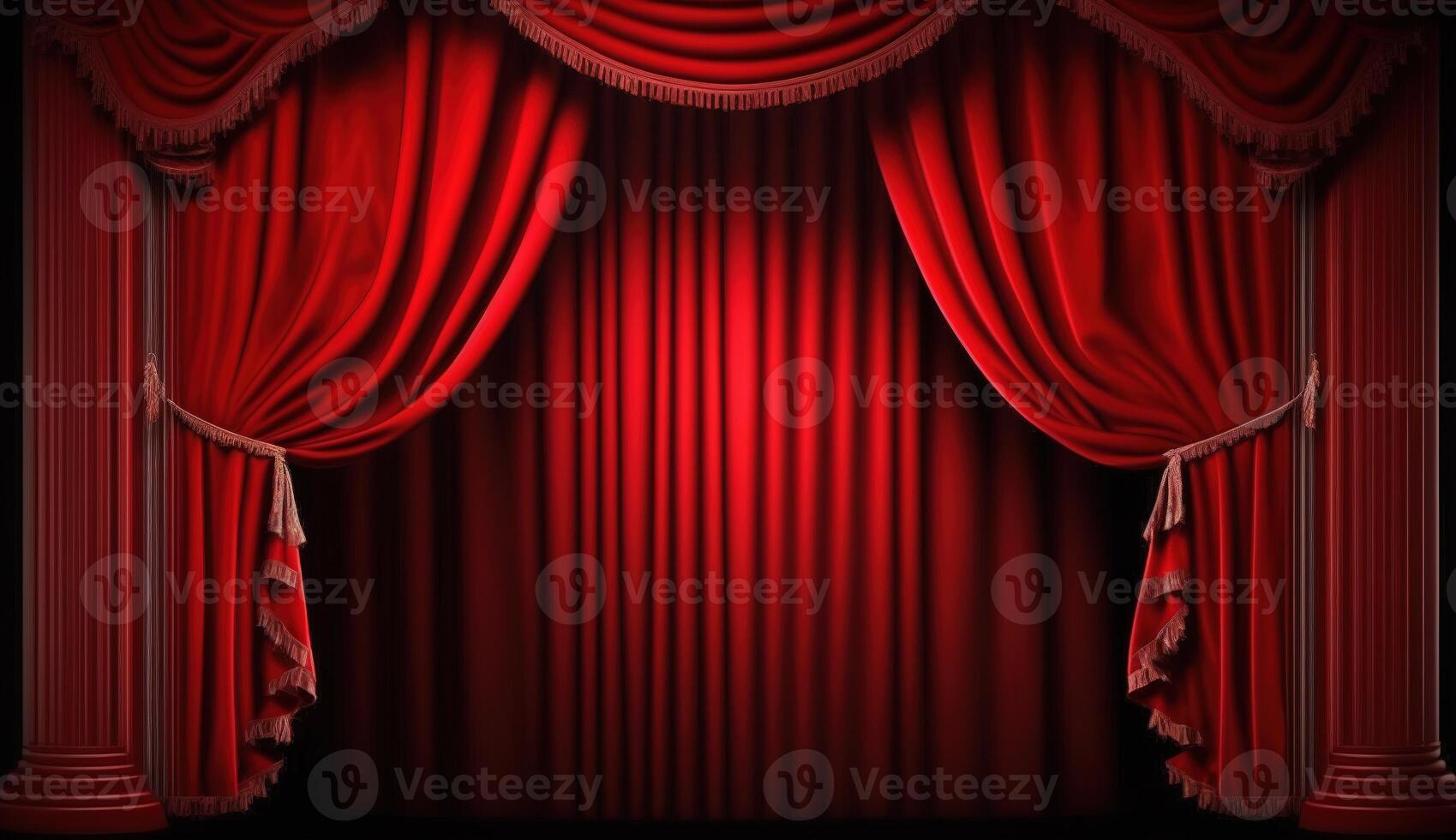 Bold and Dramatic Red Theatre Curtains. photo
