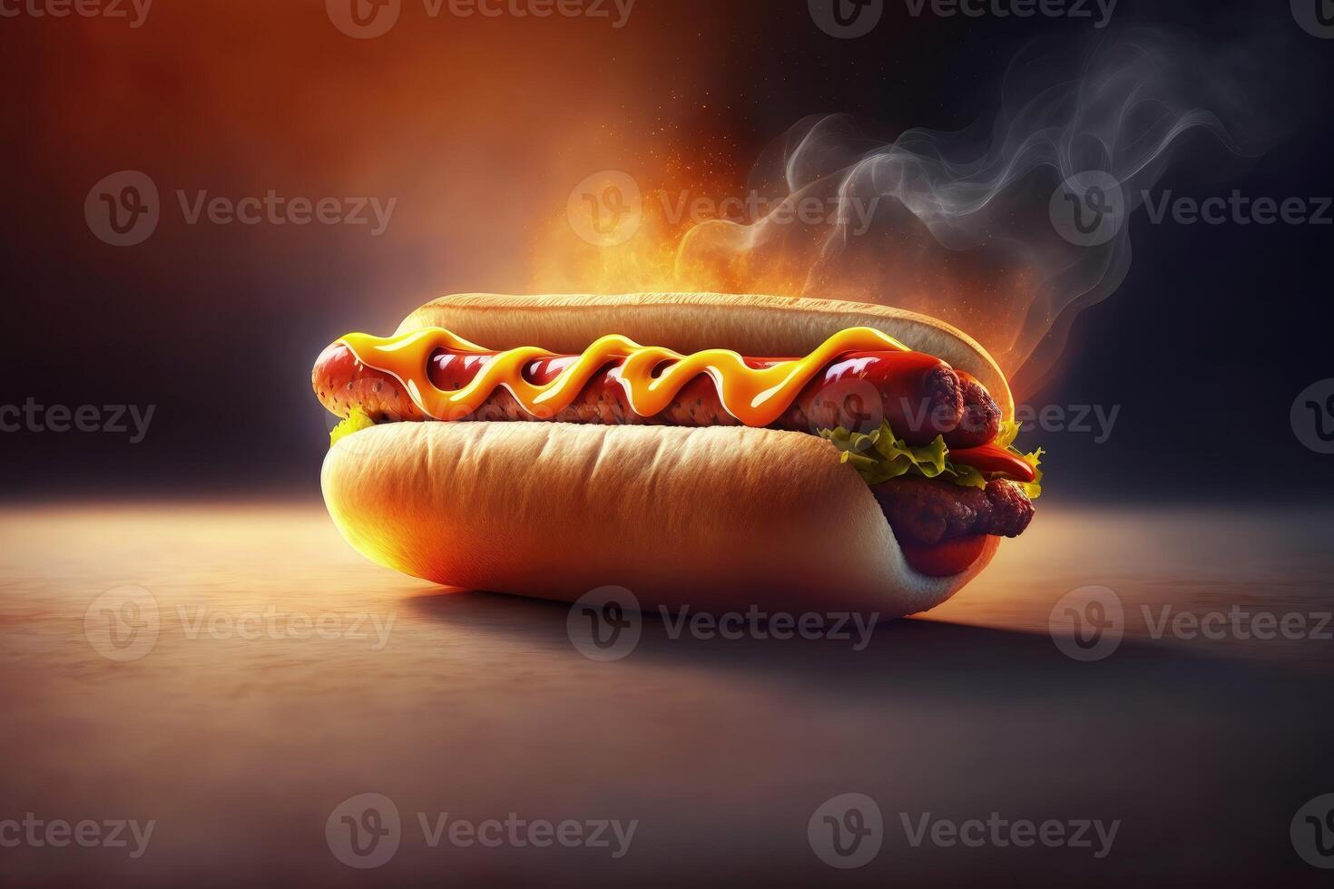 Hot Dog symbol for fast food or street food design. Logotype for restaurant or cafe. photo