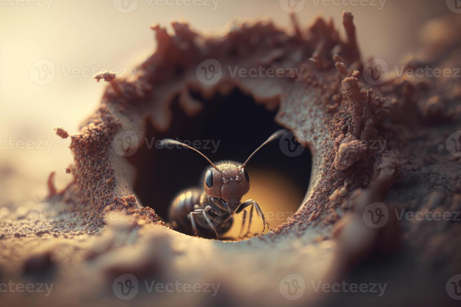 Ant burrow macro zoom. photo