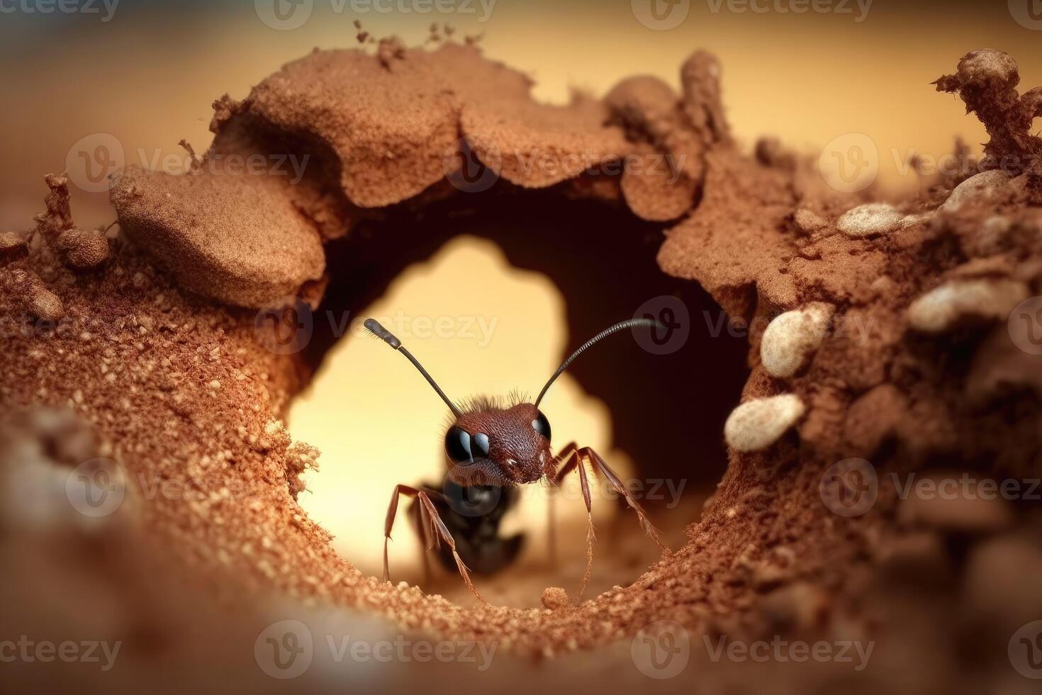 Ant burrow macro zoom. photo