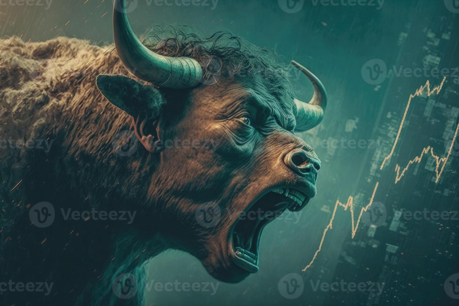 The stock market has been volatile lately with many investors uncertain about the future. Bull market and stock market investment concept. photo