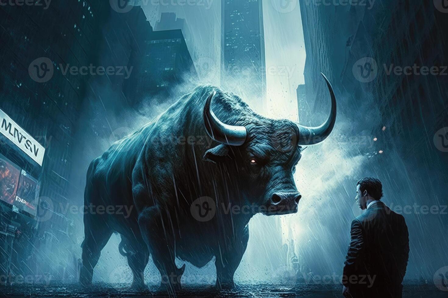 The stock market has been volatile lately with many investors uncertain about the future. Bull market and stock market investment concept. photo