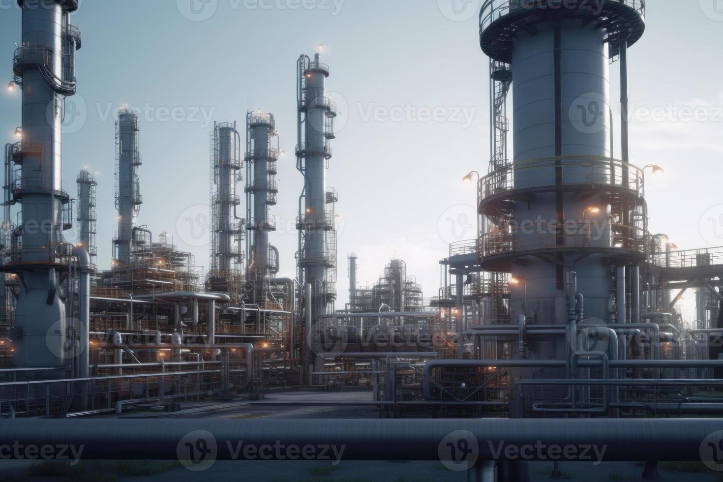 Industrial oile refinery. Generate Ai photo