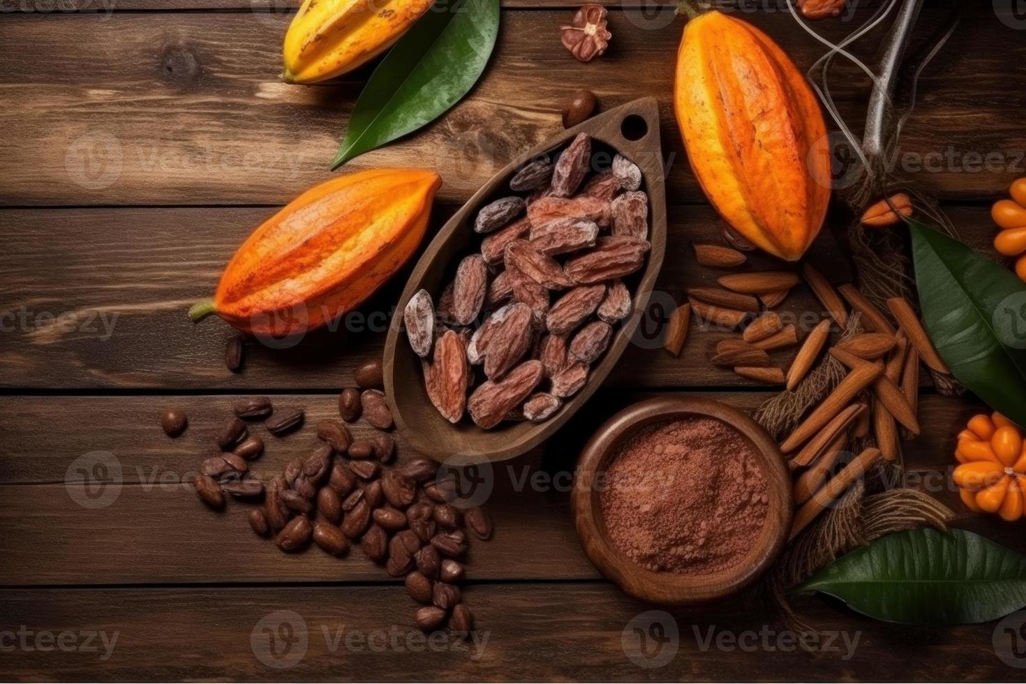 Cocoa pod products. Generate Ai photo