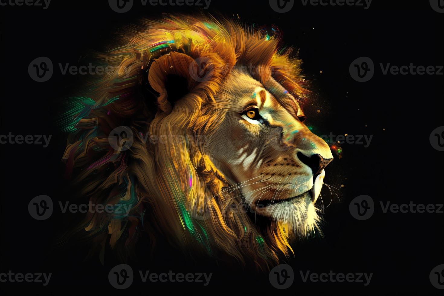 Colorful lion head. Generate Ai photo