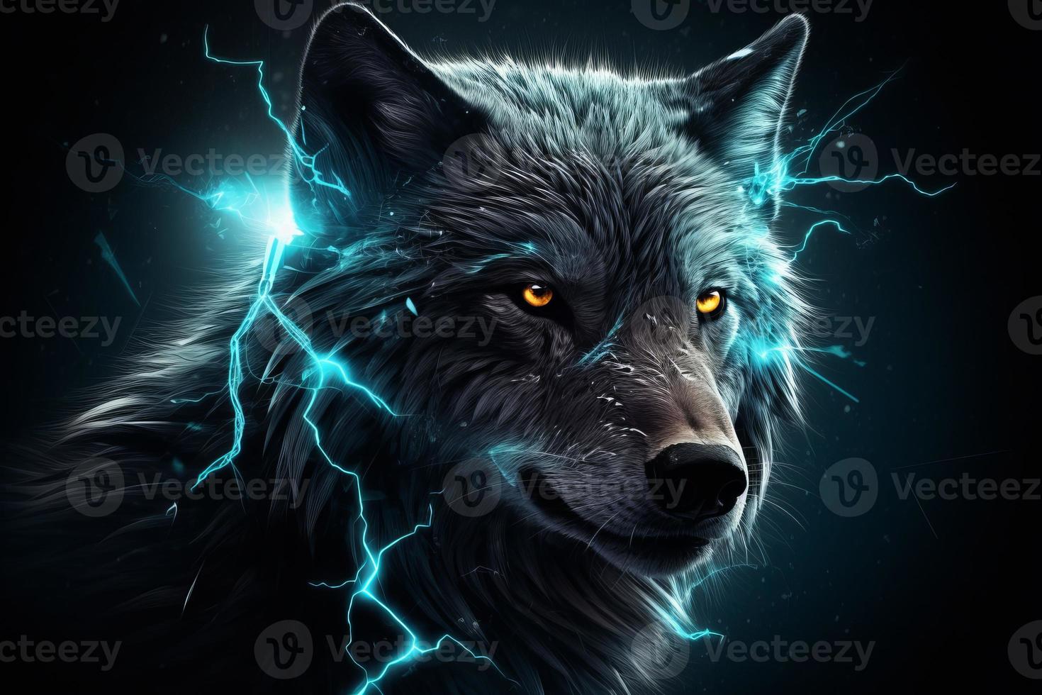 Wolf head electric. Generate Ai photo